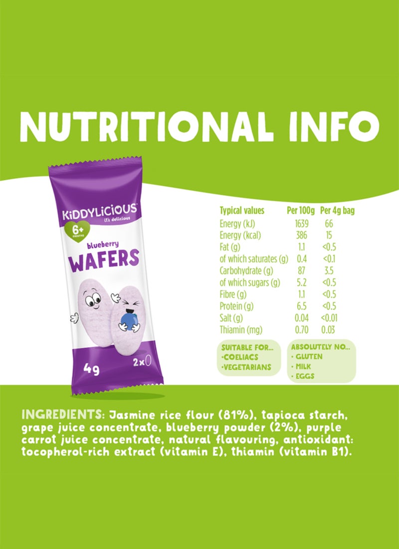 Kiddylicious Gluten And Dairy Free Blueberry Wafer Kids Snack 4 x 4g - Image 3